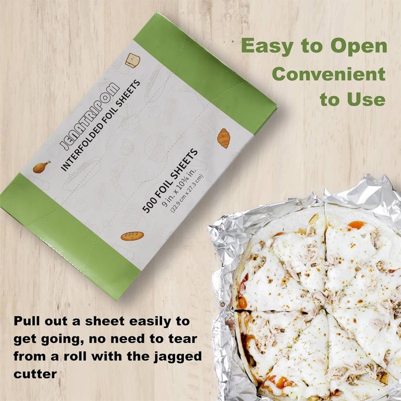 Jenatripom Aluminum Foil Sheets, 9 x 10.75 inch, 1000 Sheets, Pop-Up Dispenser, Premium Quality, High Temp Resistant, Easy Access, Versatile Wrapper - Image 4